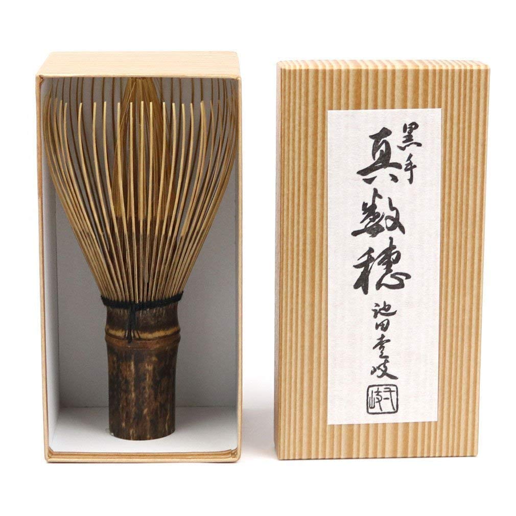 BambooMN Matcha Tea Whisk Set - Bamboo Whisk and Whisk Holder - Black