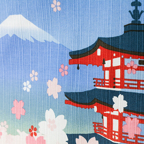 Furoshiki handkerchief 19.7 inches Cherry blossoms, five-story pagoda, Mt. Fuji